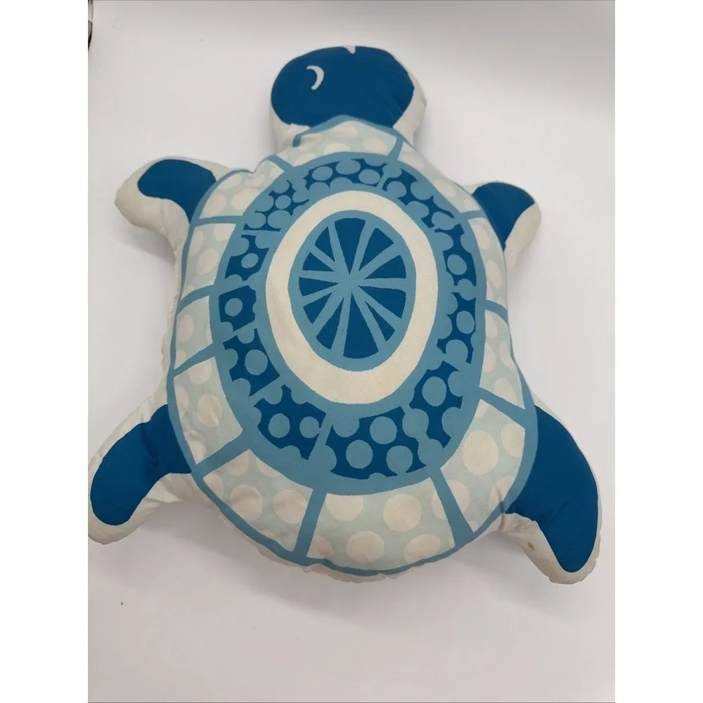 Sea Turtle Pillow Coastal Beach Theme Blue White 21
